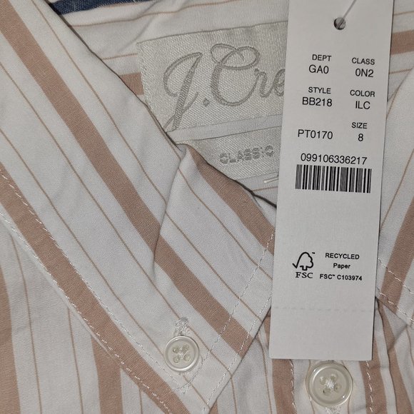 J. Crew NWT Camel Stripe Classic-fit Shirt size 8 - Picture 8 of 9